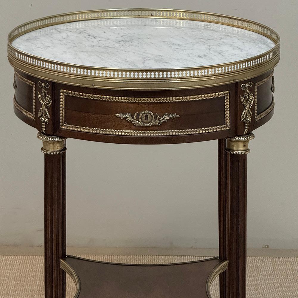 19th Century French Louis XVI Mahogany Marble Top Gueridon ~ Round End Table For Sale 6