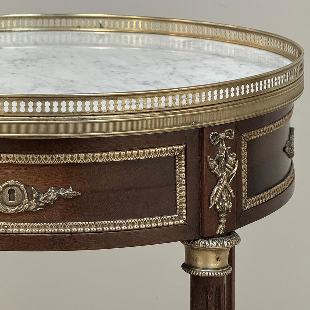 19th Century French Louis XVI Mahogany Marble Top Gueridon ~ Round End Table For Sale 7