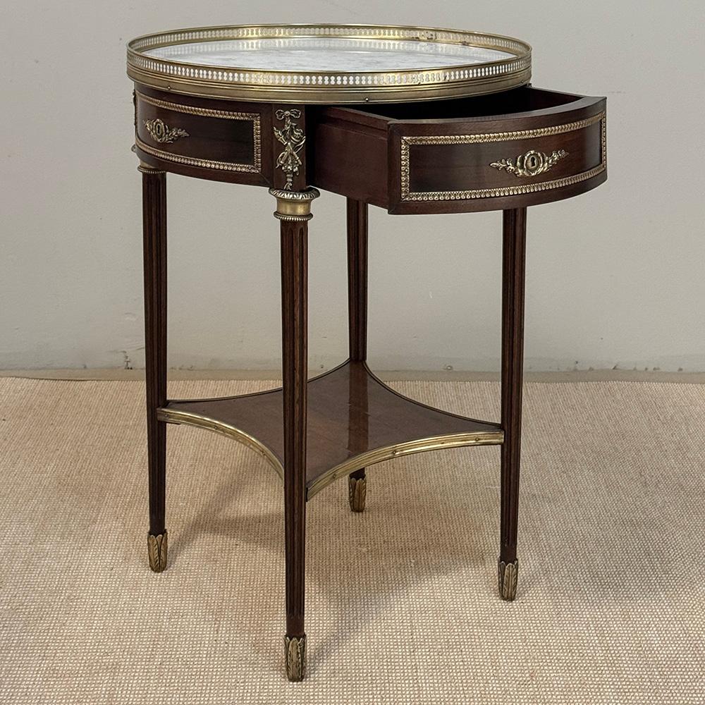 19th Century French Louis XVI Mahogany Marble Top Gueridon ~ Round End Table For Sale 8