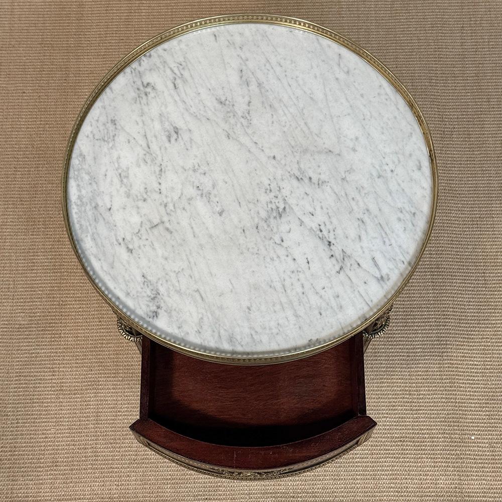 19th Century French Louis XVI Mahogany Marble Top Gueridon ~ Round End Table For Sale 10