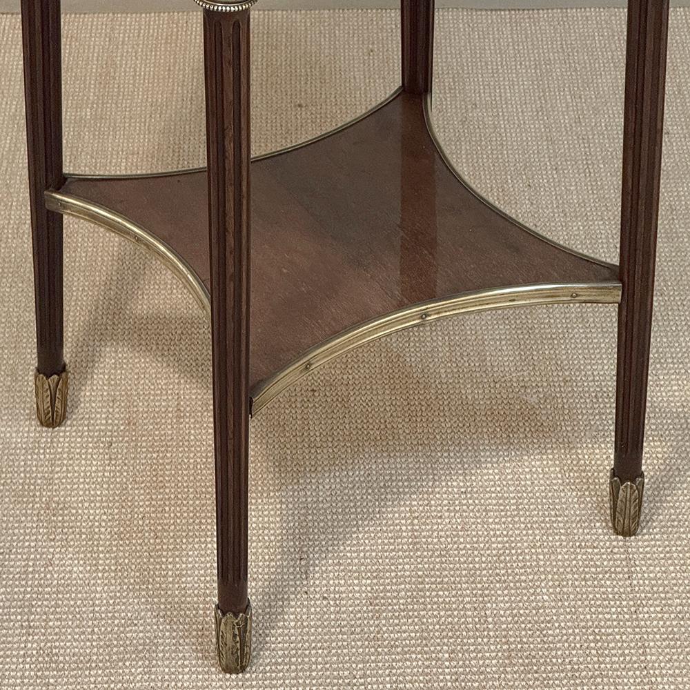 19th Century French Louis XVI Mahogany Marble Top Gueridon ~ Round End Table For Sale 2