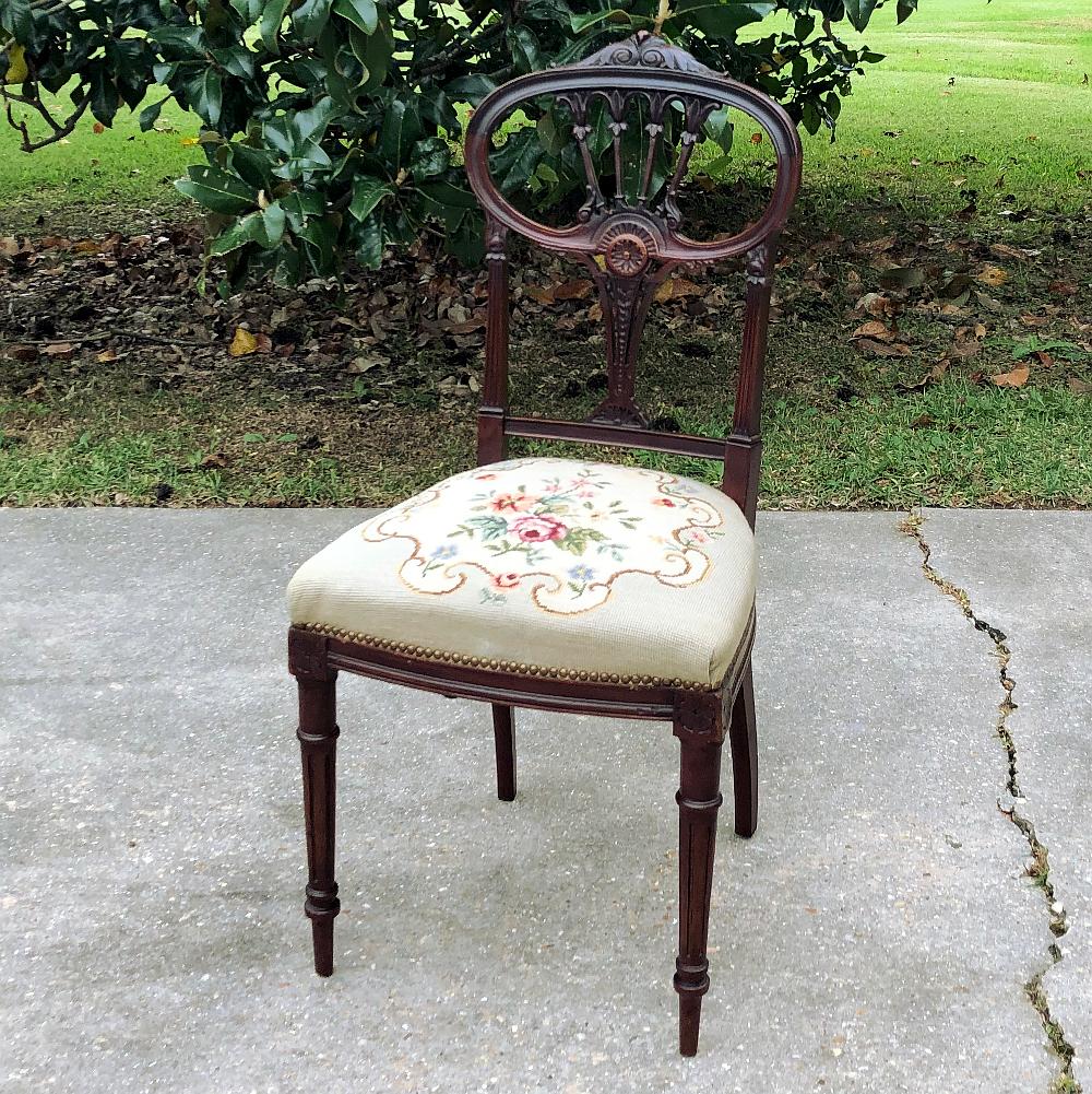 19th Century French Louis XVI Mahogany Salon Chair For Sale 5