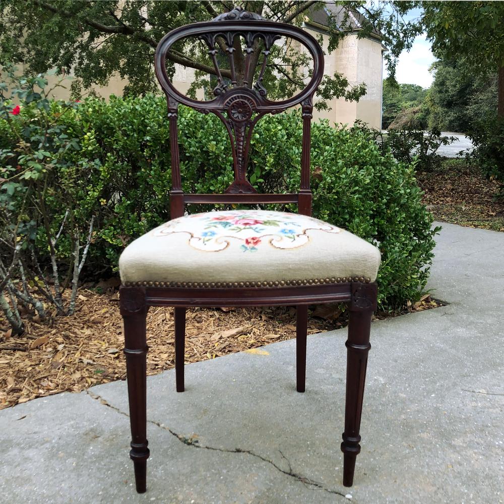 19th Century French Louis XVI Mahogany Salon Chair For Sale 14