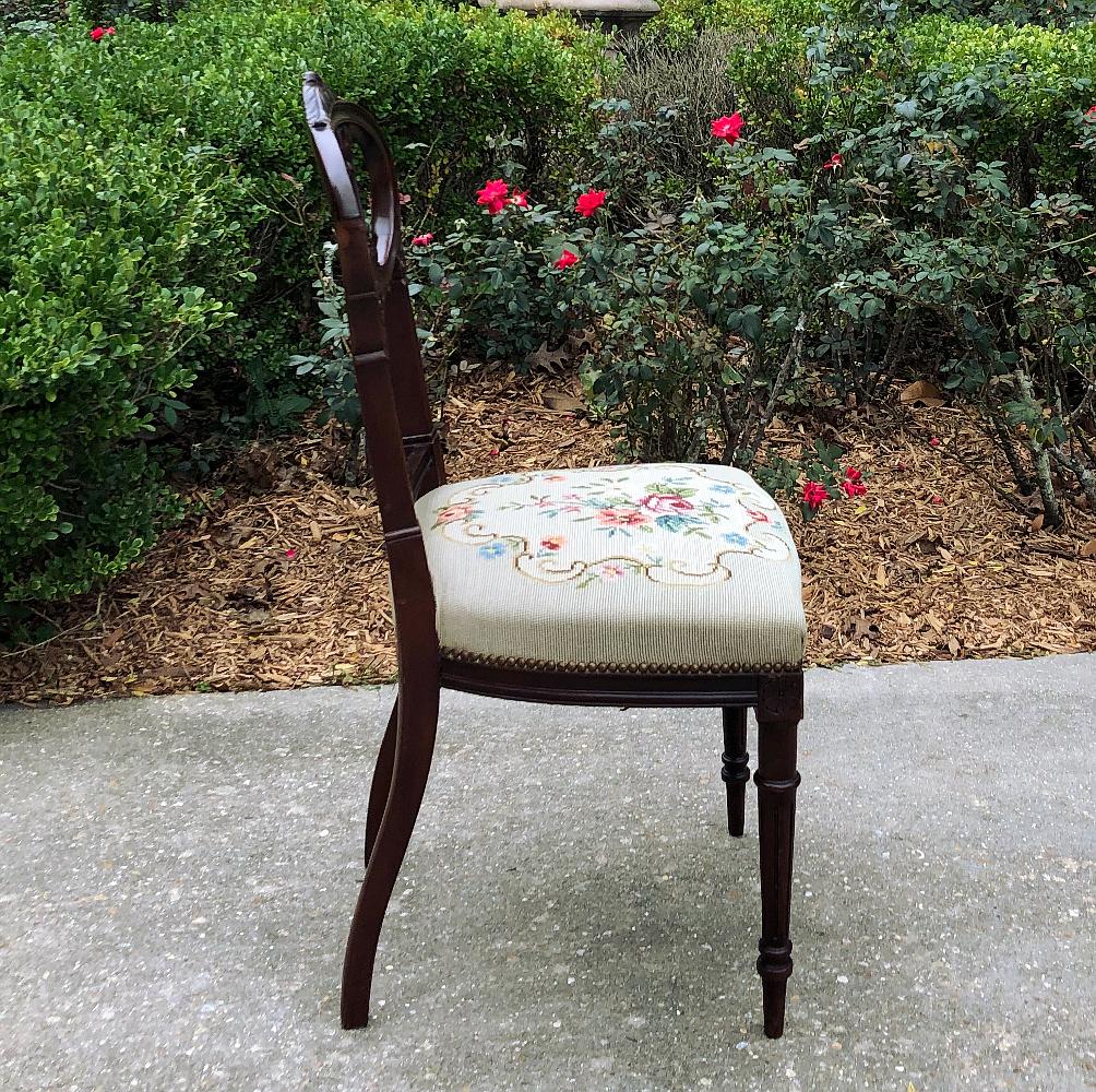 19th Century French Louis XVI Mahogany Salon Chair In Good Condition For Sale In Dallas, TX
