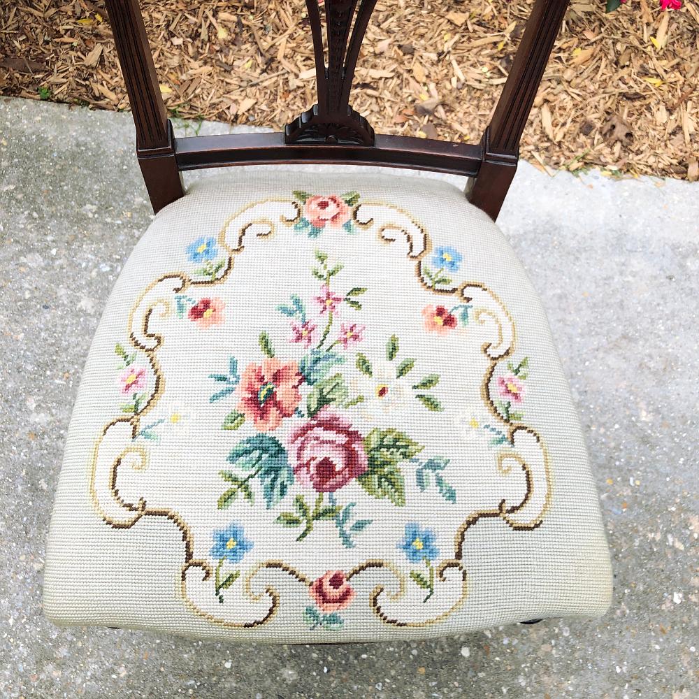 Tapestry 19th Century French Louis XVI Mahogany Salon Chair For Sale