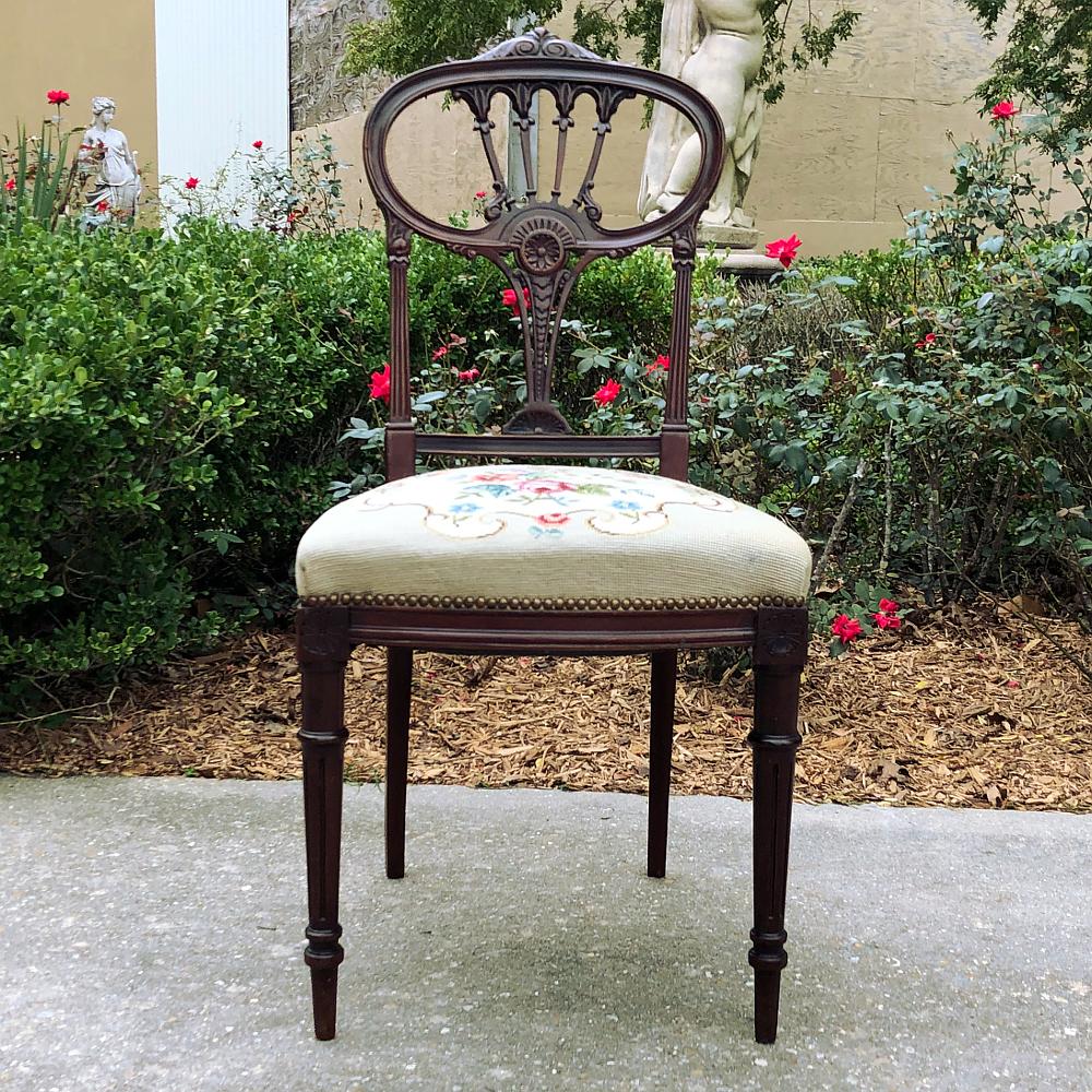 19th Century French Louis XVI Mahogany Salon Chair For Sale 1
