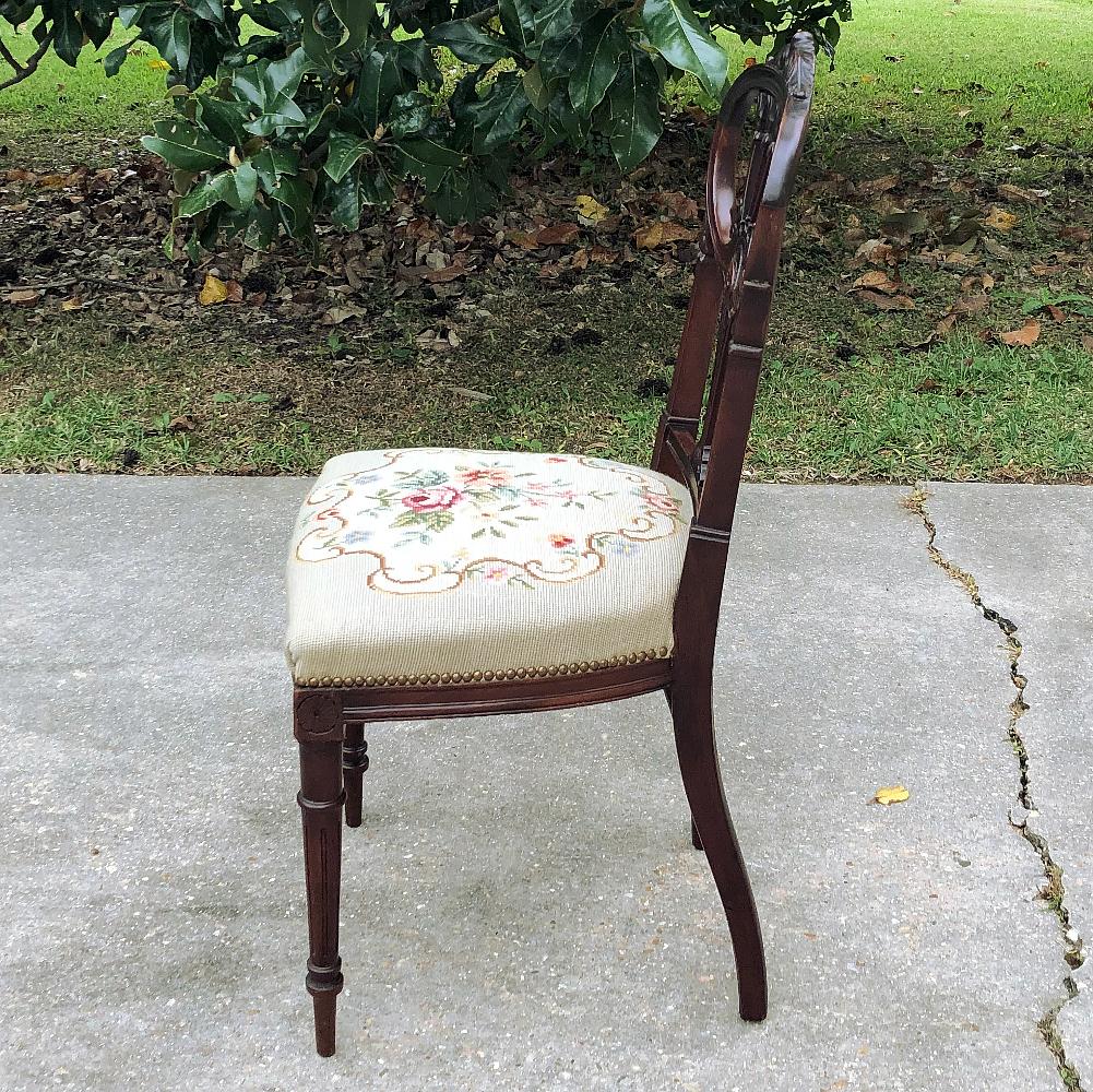 19th Century French Louis XVI Mahogany Salon Chair For Sale 3