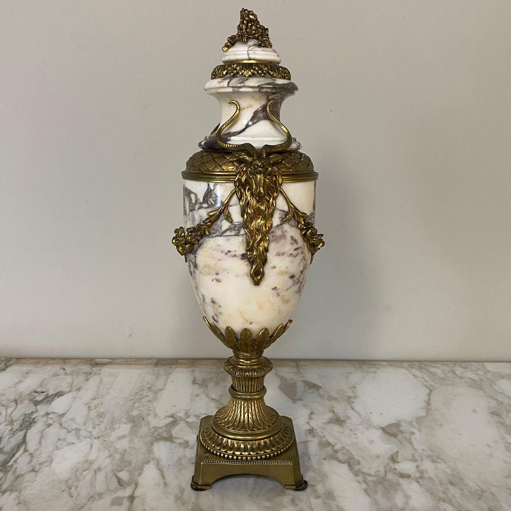 Hand-Crafted 19th Century French Louis XVI Marble and Bronze Cassolette