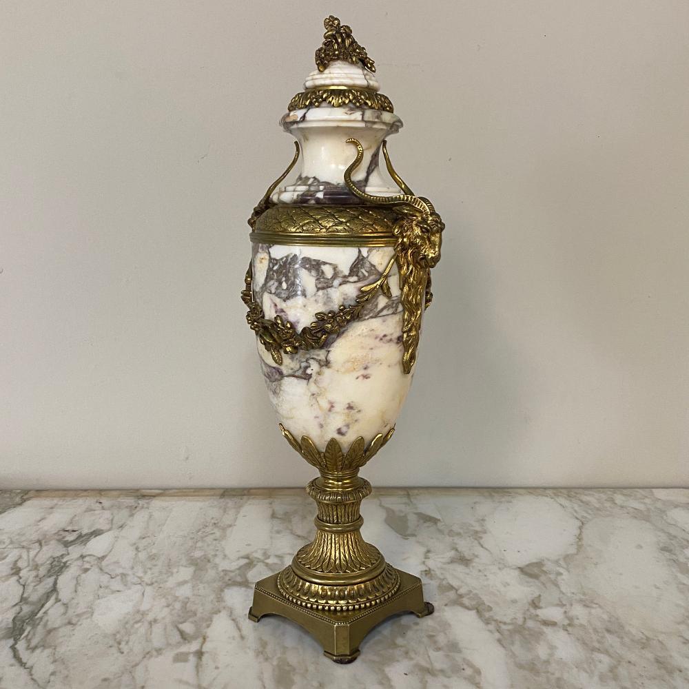 19th Century French Louis XVI Marble and Bronze Cassolette In Good Condition In Dallas, TX