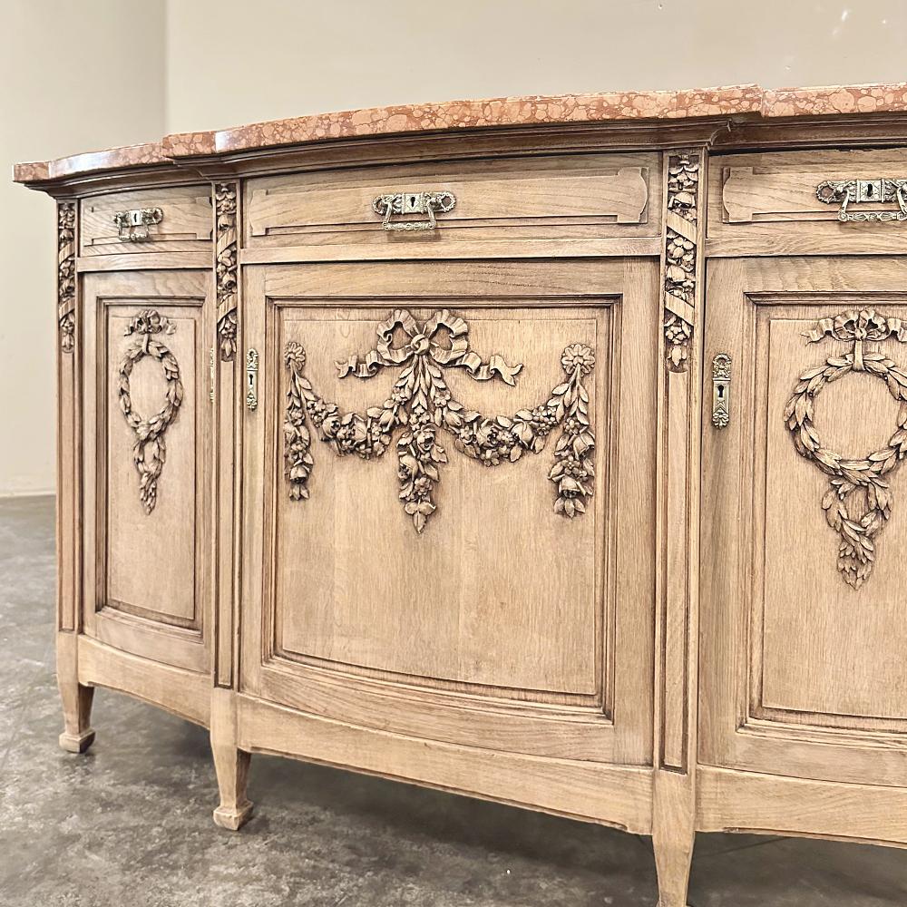 19th Century French Louis XVI Marble Top Buffet in Stripped Oak in vendita 2
