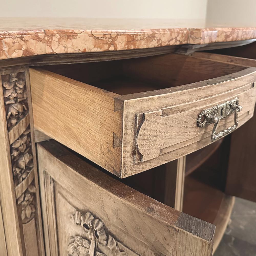 19th Century French Louis XVI Marble Top Buffet in Stripped Oak in vendita 3