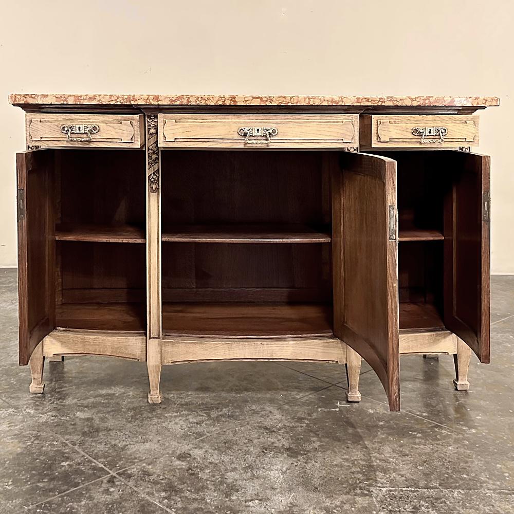 19th Century French Louis XVI Marble Top Buffet in Stripped Oak in vendita 5