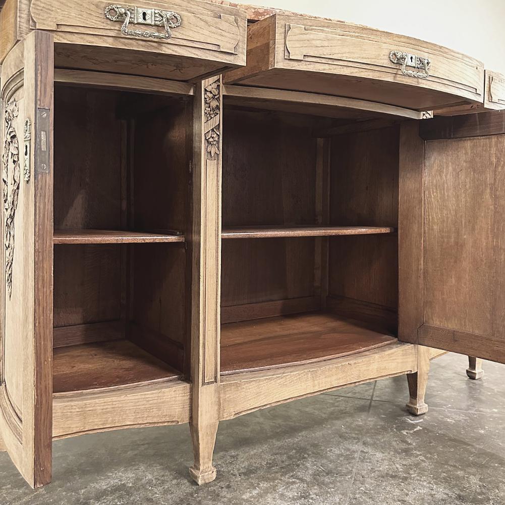 19th Century French Louis XVI Marble Top Buffet in Stripped Oak in vendita 6
