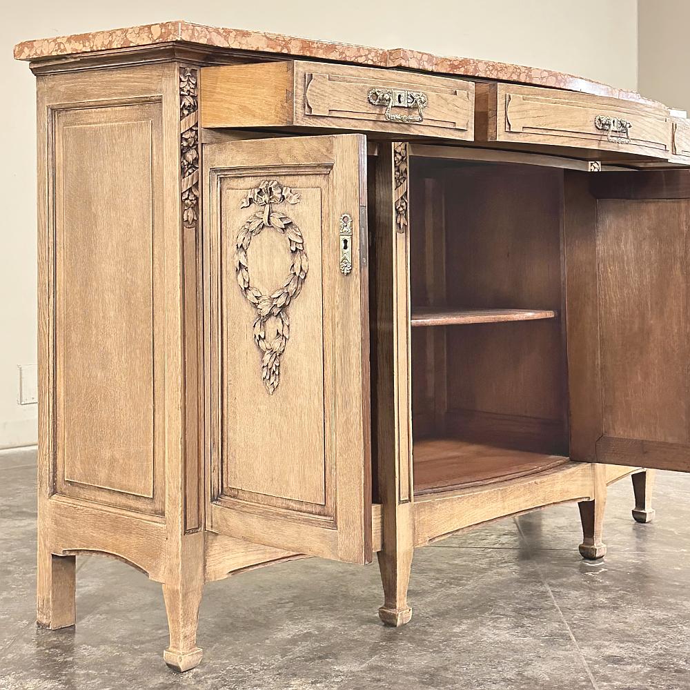 19th Century French Louis XVI Marble Top Buffet in Stripped Oak in vendita 7