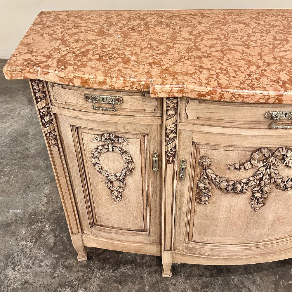 19th Century French Louis XVI Marble Top Buffet in Stripped Oak in vendita 9