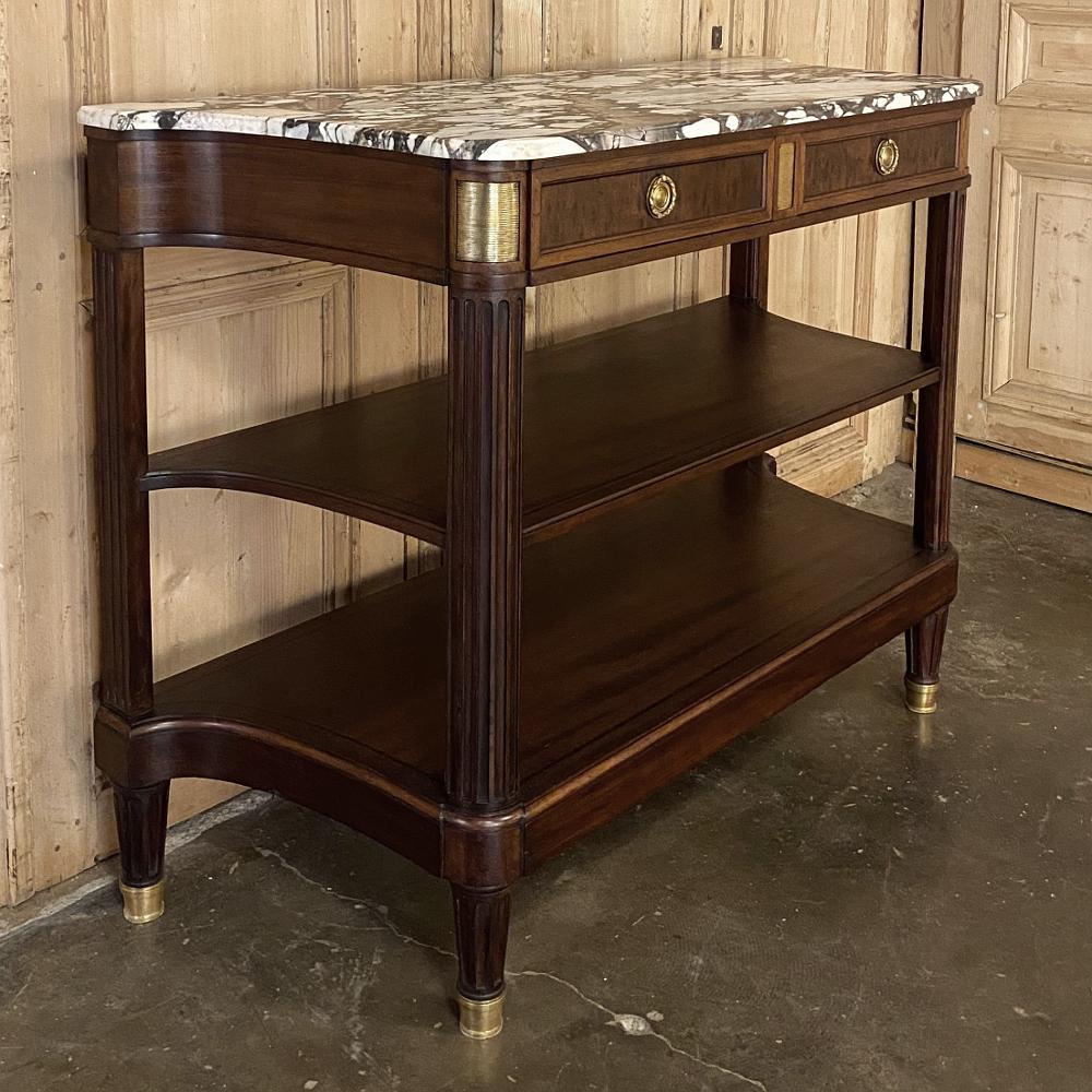 Hand-Crafted 19th Century French Louis XVI Marble-Top Buffet or Server