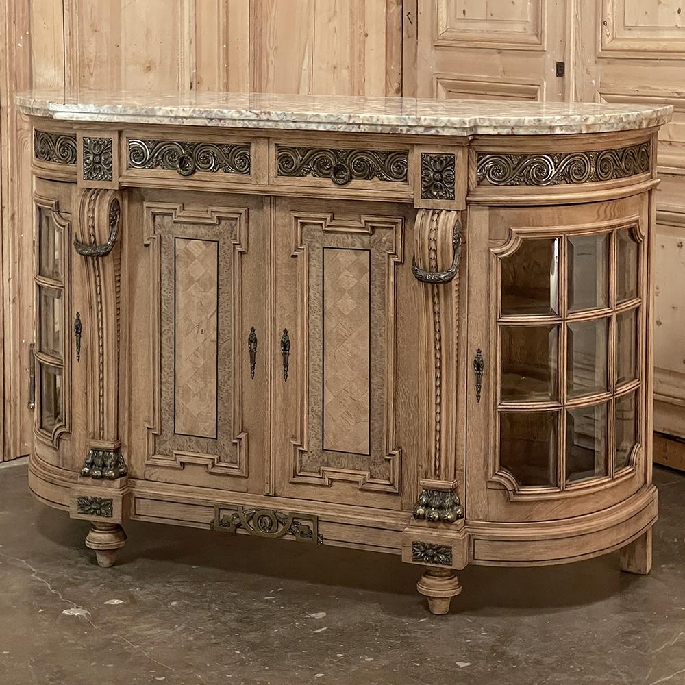 19. Jahrhundert Französisch Louis XVI Marmorplatte Buffet mit Ormolu im Zustand „Gut“ im Angebot in Dallas, TX