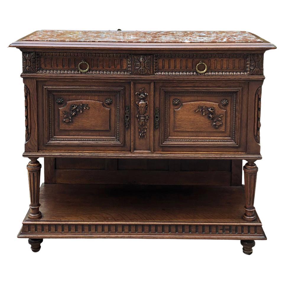 19th Century French Louis XVI Marble Top Dessert Buffet, Sideboard