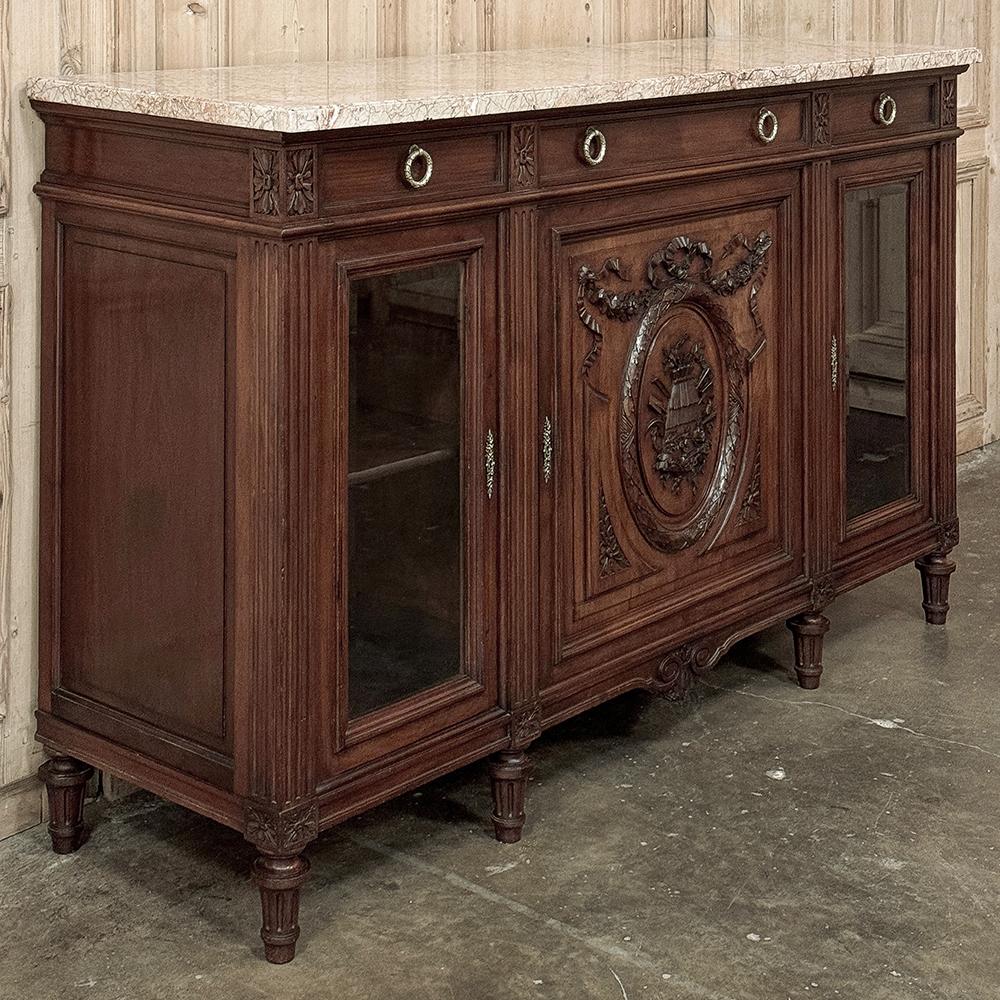 Buffet da esposizione francese Luigi XVI del XIX secolo con piano in marmo in vendita 3
