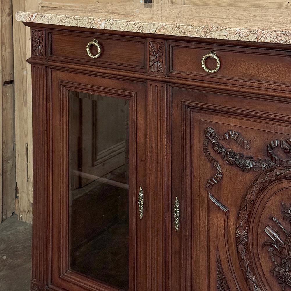 Buffet da esposizione francese Luigi XVI del XIX secolo con piano in marmo in vendita 11