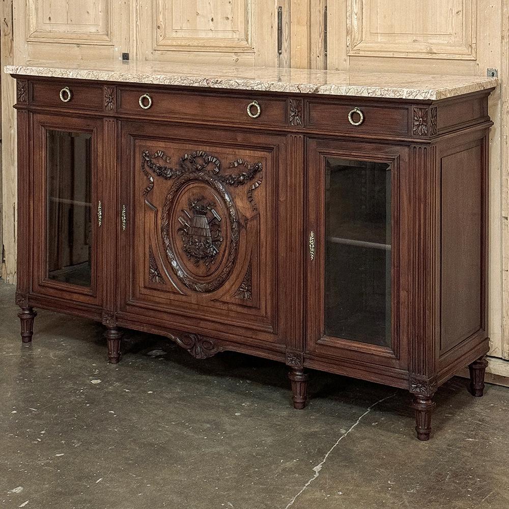 Francese Buffet da esposizione francese Luigi XVI del XIX secolo con piano in marmo in vendita