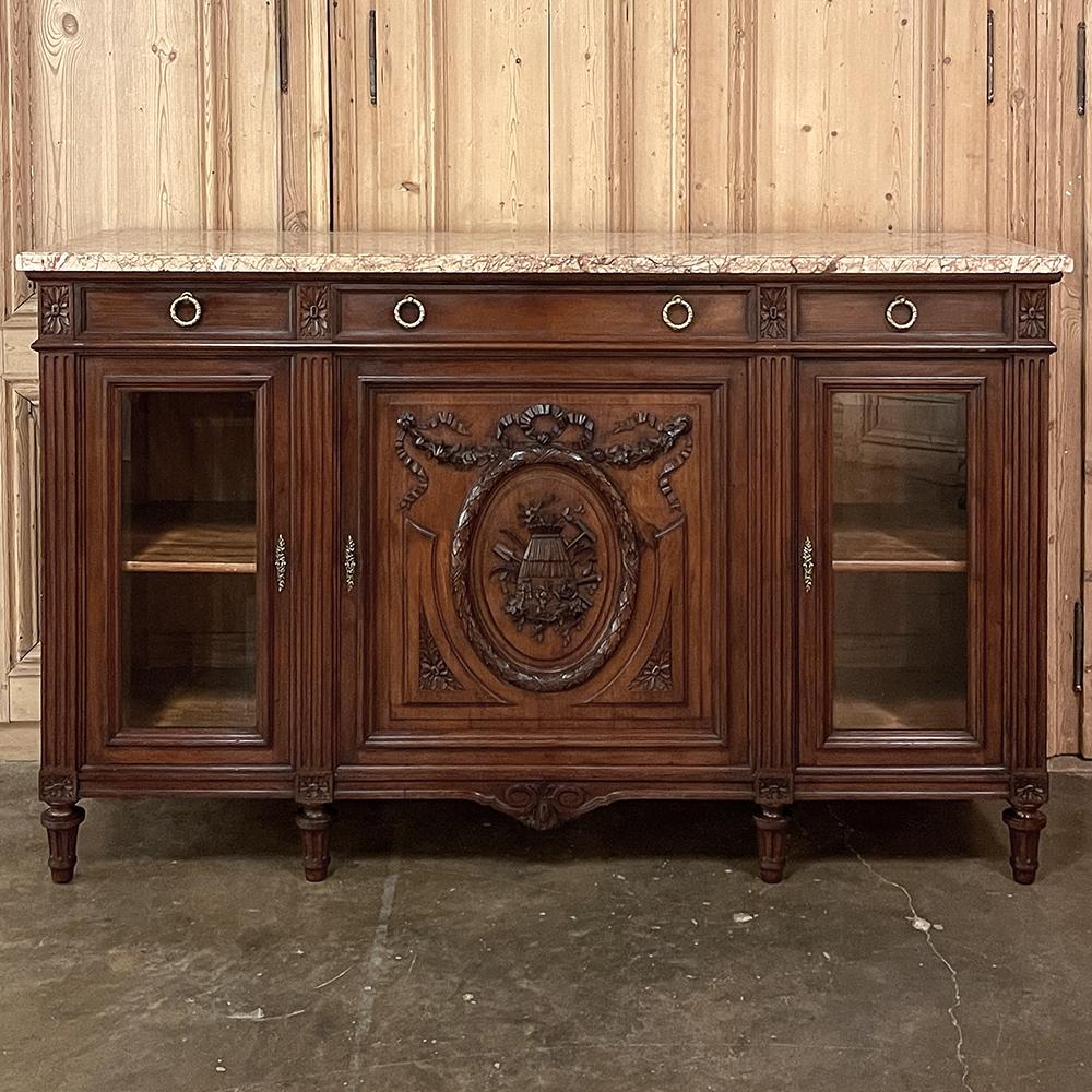 19th Century French Louis XVI Marble Top Display Buffet In Good Condition For Sale In Dallas, TX
