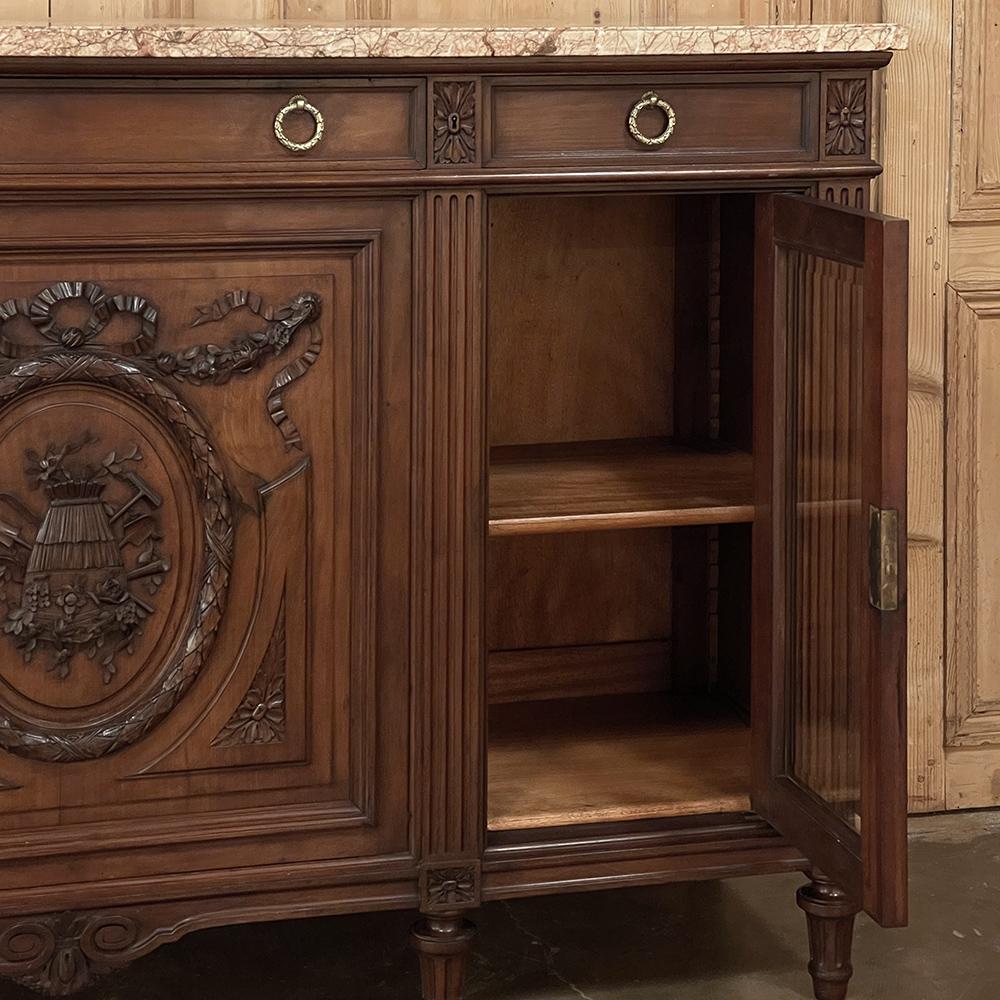 19th Century French Louis XVI Marble Top Display Buffet For Sale 2