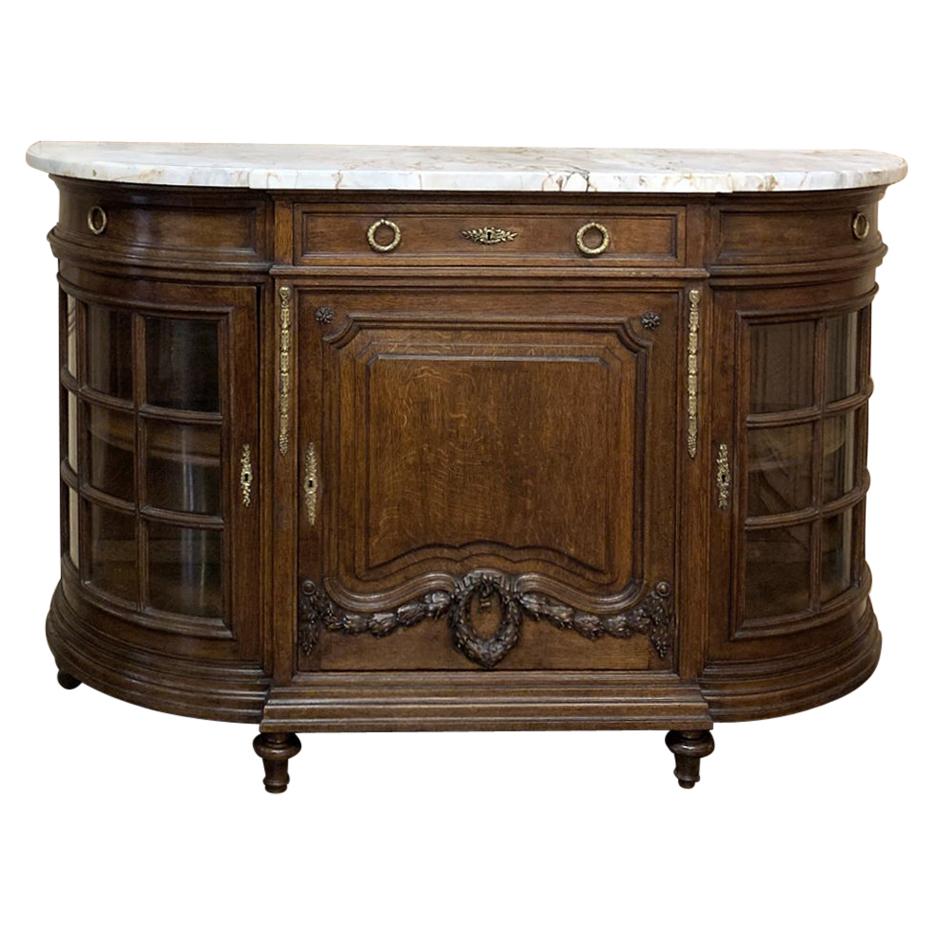19th Century French Louis XVI Marble-Top Display Buffet