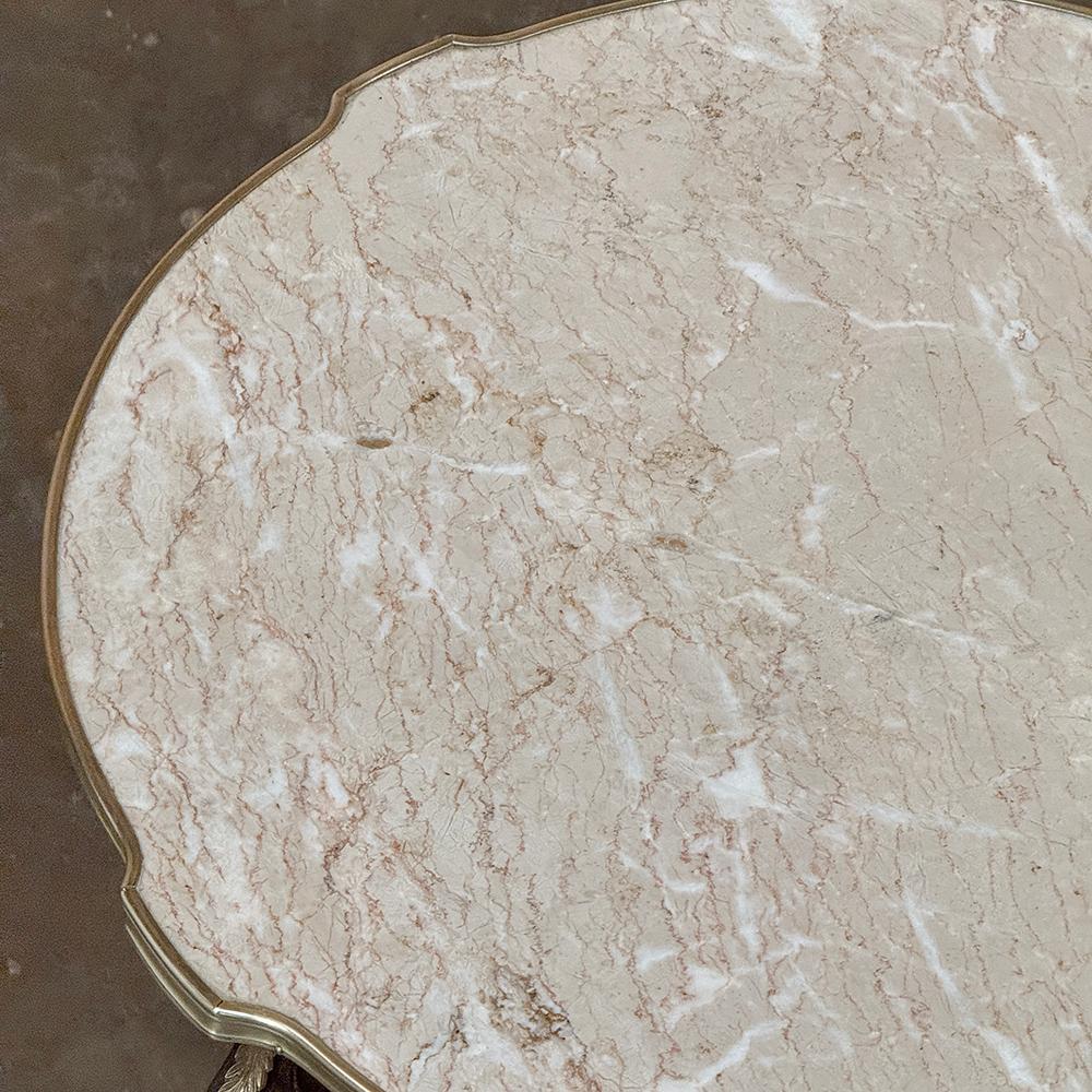 Table d'appoint Louis XVI du 19e siècle à plateau de marbre ~ Gueridon avec bronze en vente 9
