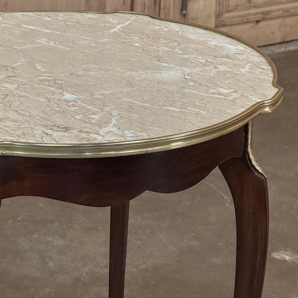 Table d'appoint Louis XVI du 19e siècle à plateau de marbre ~ Gueridon avec bronze en vente 1