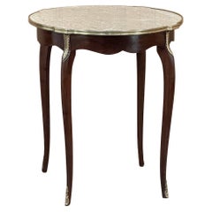 19th Century French Louis XVI Marble Top End Table ~ Gueridon with Bronze