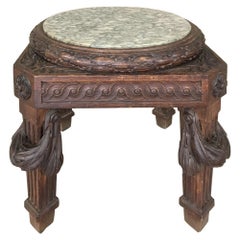 Antique 19th Century French Louis XVI Marble-Top Lamp Table, Pedestal
