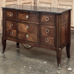 19th Century French Louis XVI Marble Top Mahogany Commode