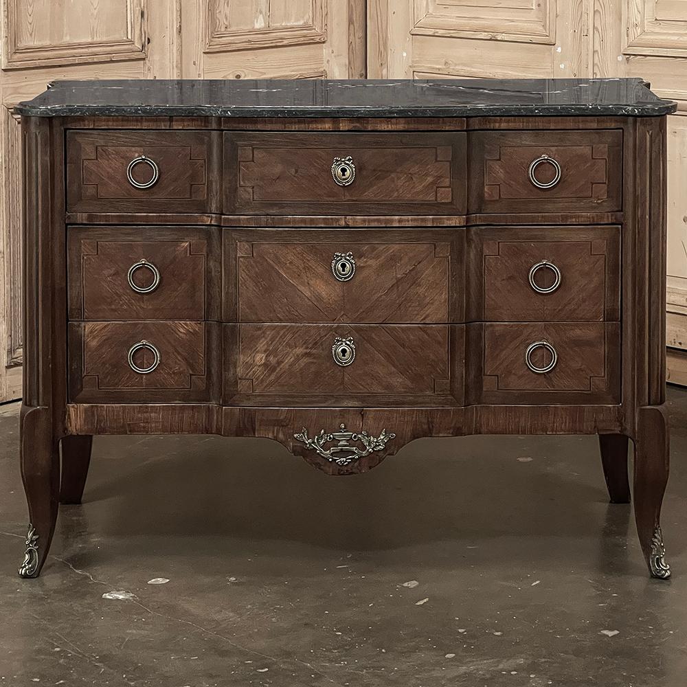 19th Century French Louis XVI Marble Top Mahogany Commode In Good Condition For Sale In Dallas, TX