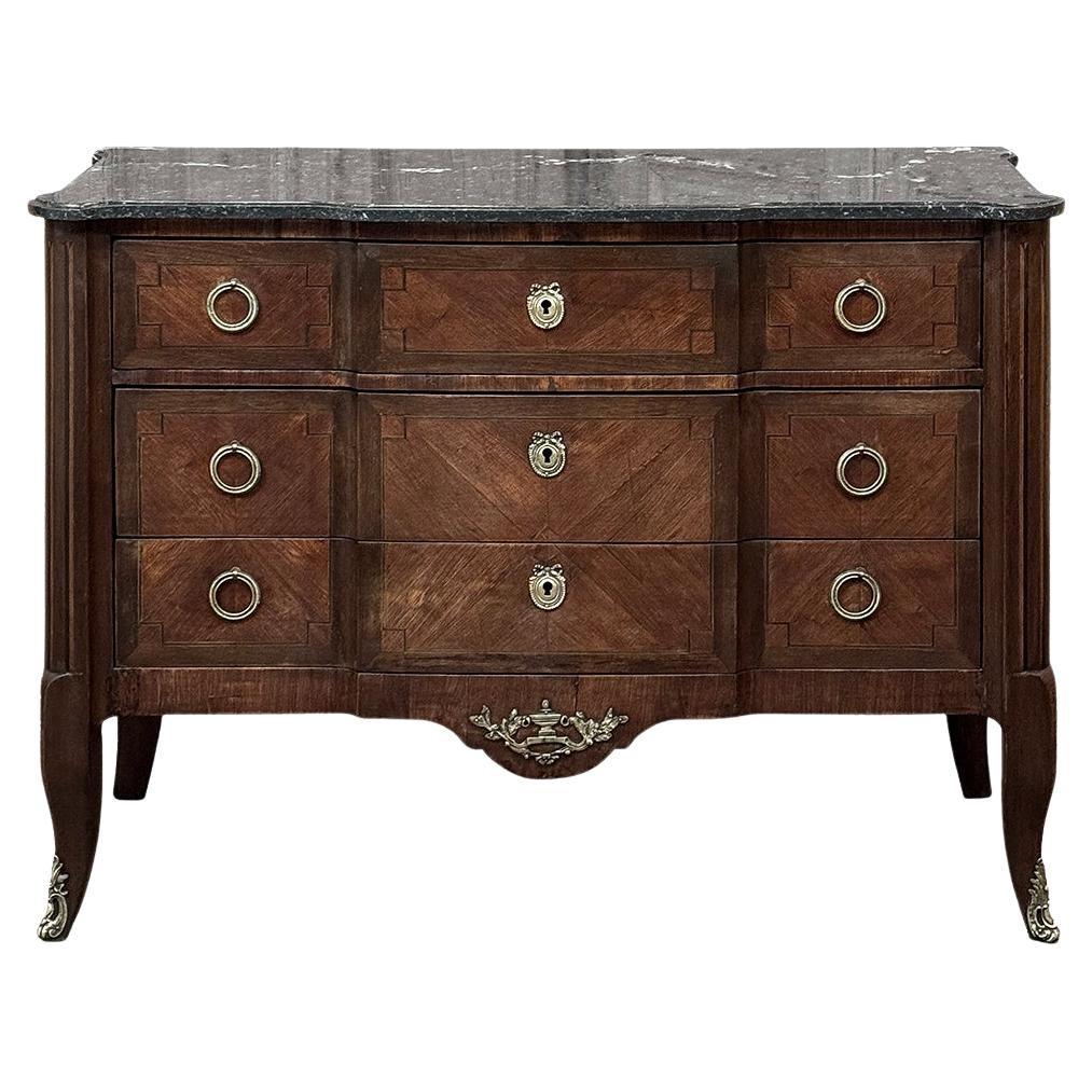 Commode francese Luigi XVI del XIX secolo in mogano con piano in marmo