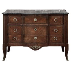 Commode francese Luigi XVI del XIX secolo in mogano con piano in marmo