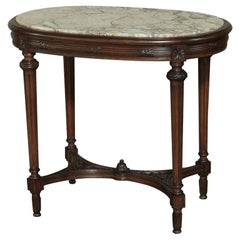 19th Century French Louis XVI Marble Top Oval End Table