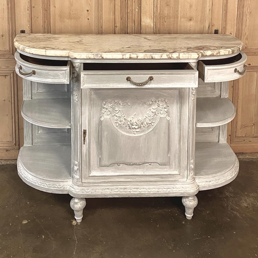 19th Century French Louis XVI Marble-Top Painted Buffet 4