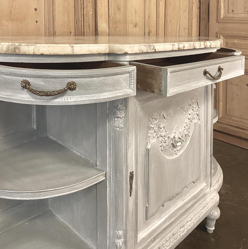 19th Century French Louis XVI Marble-Top Painted Buffet 5