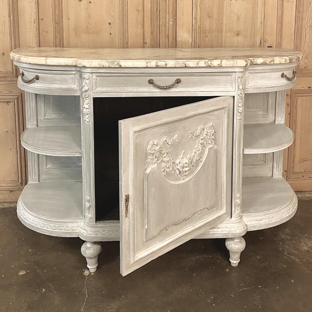 19th Century French Louis XVI Marble-Top Painted Buffet 6