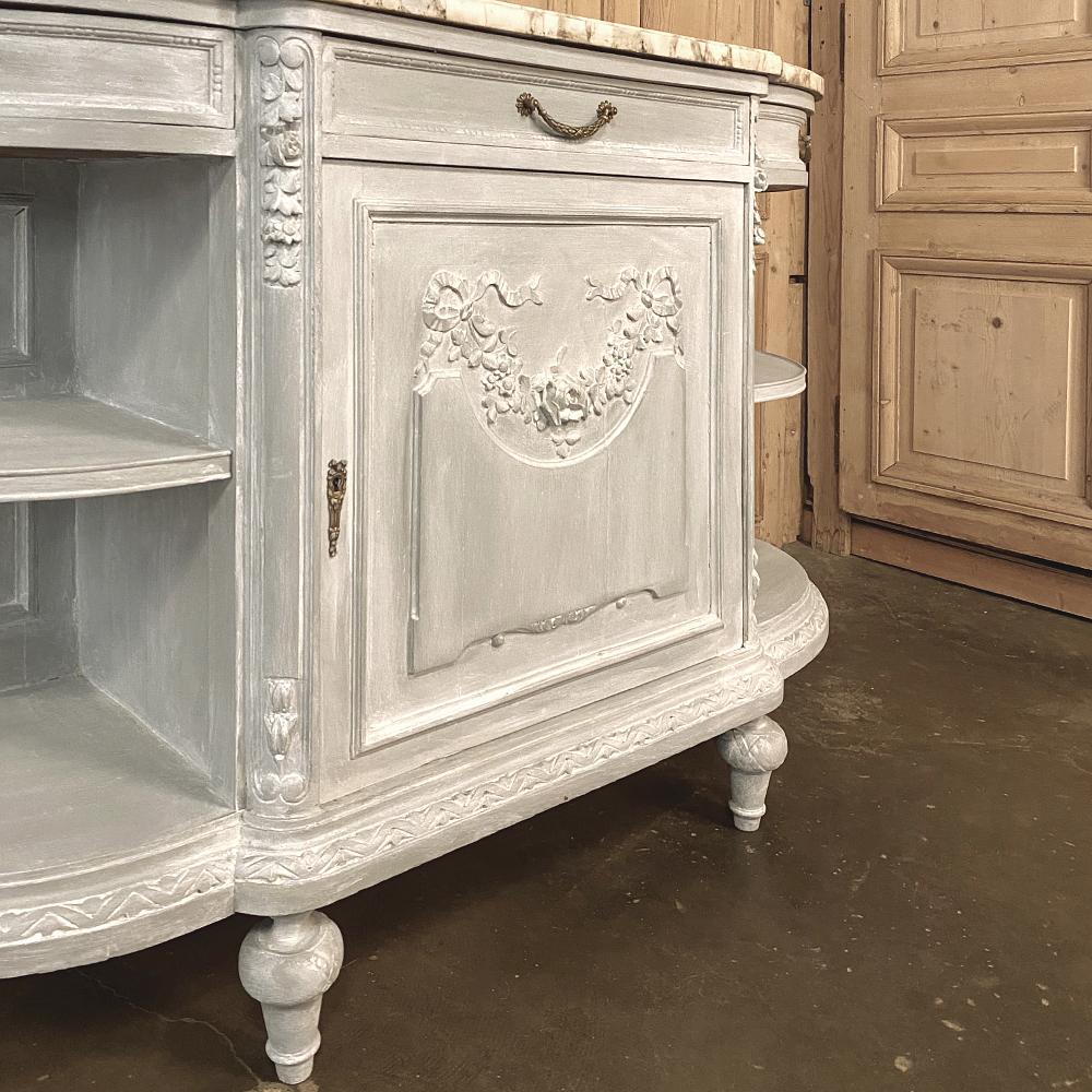 19th Century French Louis XVI Marble-Top Painted Buffet 8