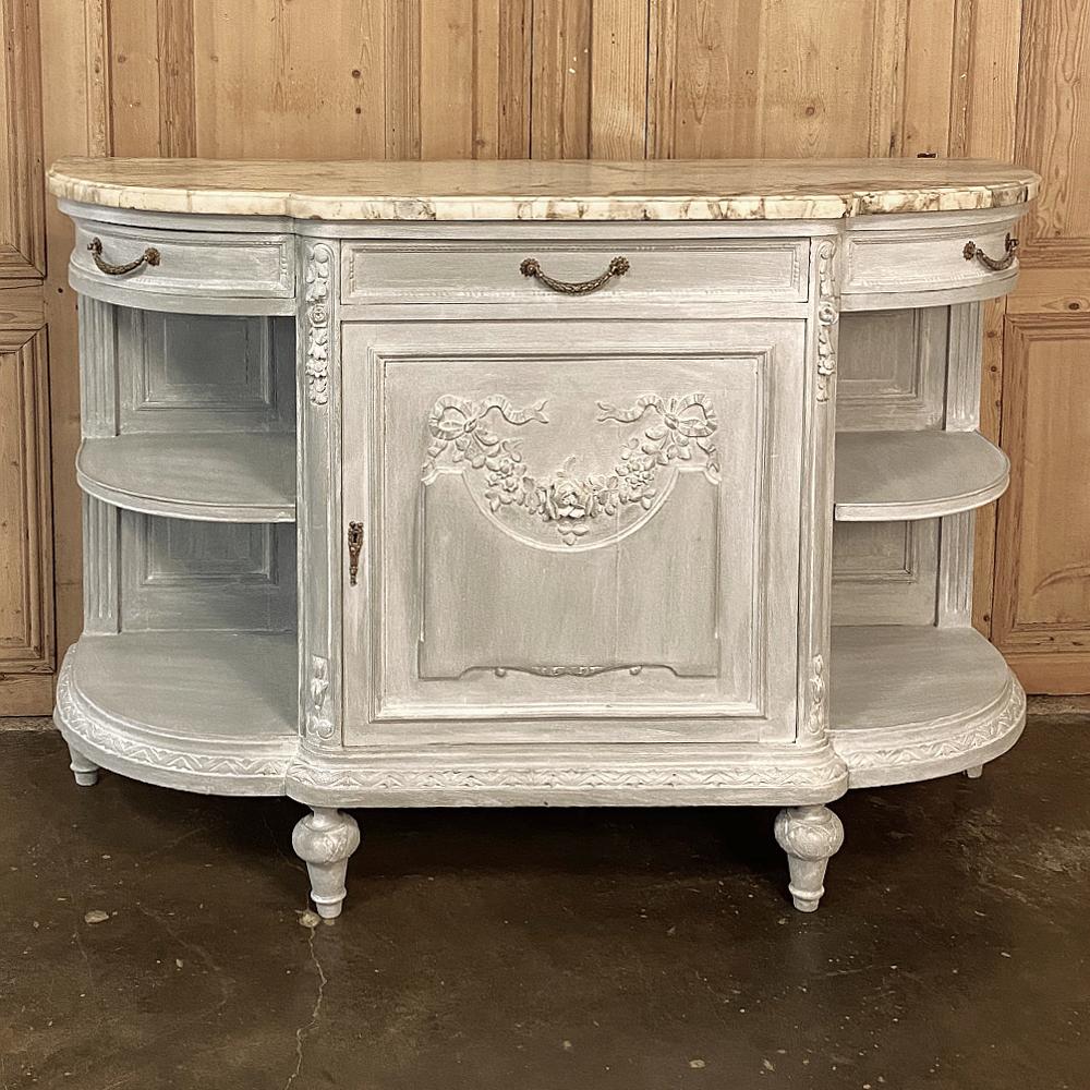 Late 19th Century 19th Century French Louis XVI Marble-Top Painted Buffet