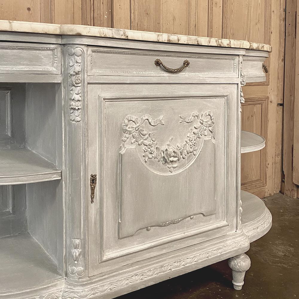 19th Century French Louis XVI Marble-Top Painted Buffet 1
