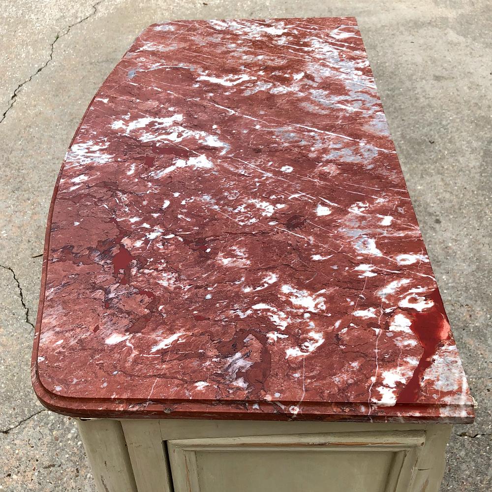 19th Century French Louis XVI Marble Top Painted Counter, Bar For Sale 5