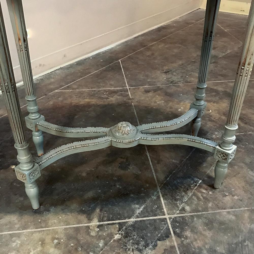 19th Century French Louis XVI Marble Top Painted End Table 6