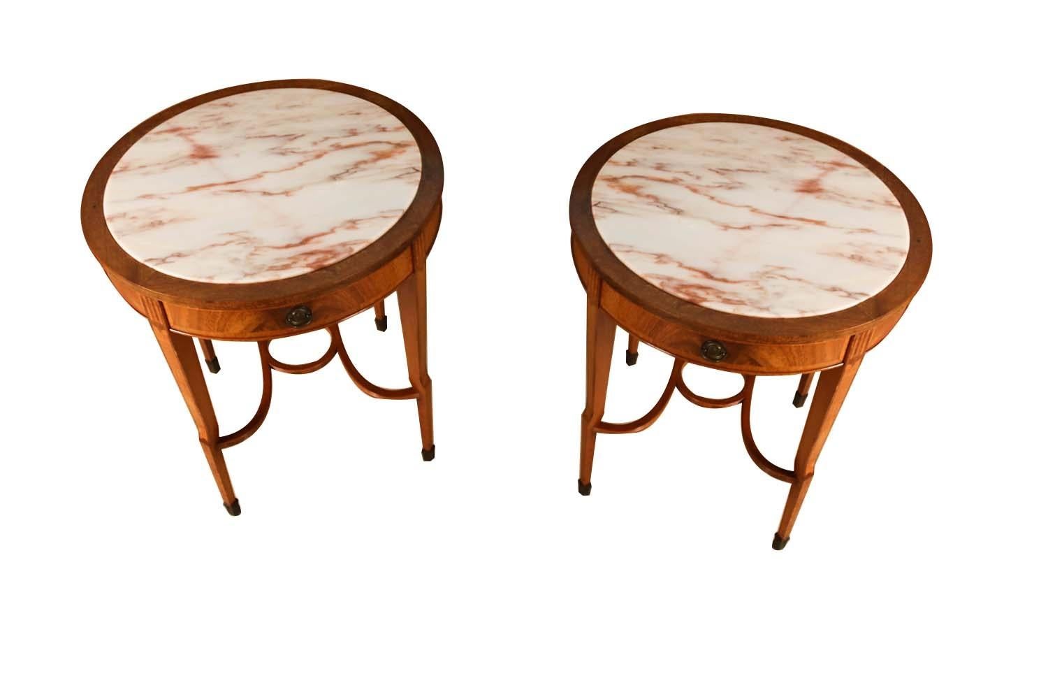 19th Century French Louis XVI Marble Top Sides Tables, Pair In Good Condition In Baltimore, MD