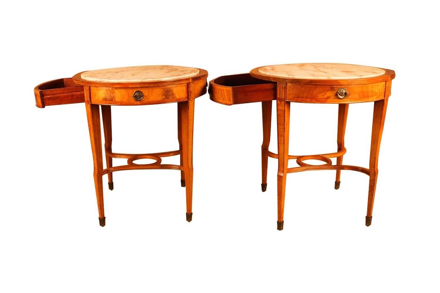 19th Century French Louis XVI Marble Top Sides Tables, Pair 2