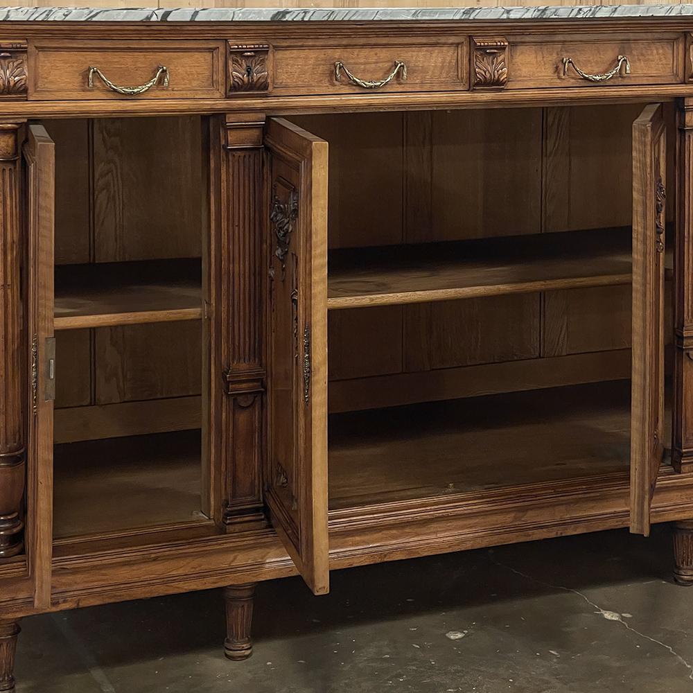 19th Century French Louis XVI Marble Top Walnut Display Buffet For Sale 4