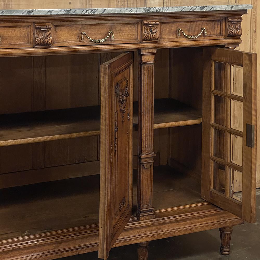 19th Century French Louis XVI Marble Top Walnut Display Buffet For Sale 5