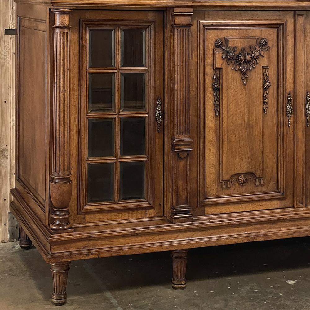 19th Century French Louis XVI Marble Top Walnut Display Buffet For Sale 7